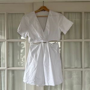Zara summer dress. White cut out mini dress size large